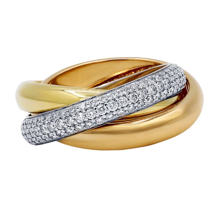 Cartier Trinity Ring Diamonds - 52 For Sale on 1stDibs | cartier trinity  ring with diamonds, trinity rings with diamonds, diamond trinity rings