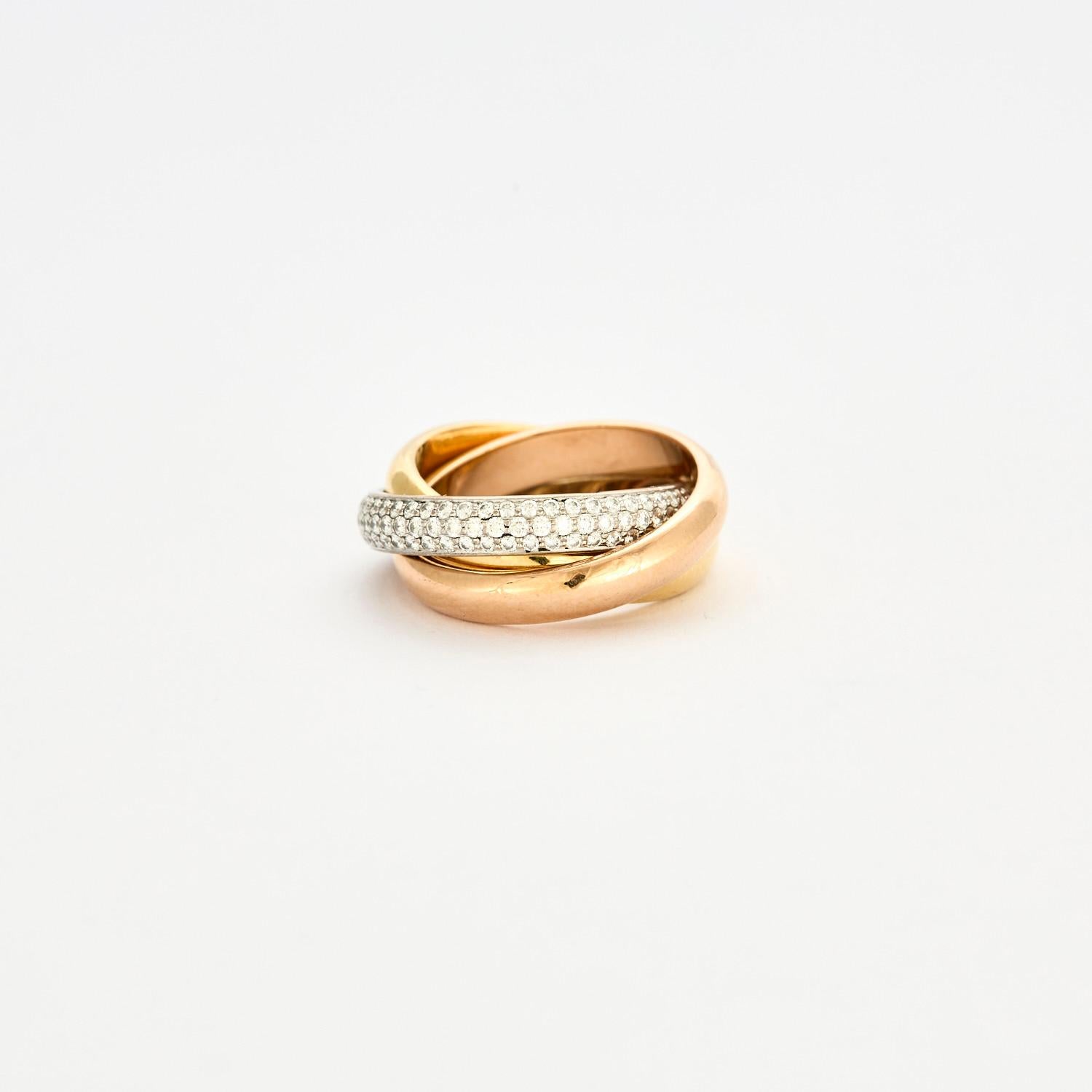 Brilliant Cut CARTIER - Trinity ring with pavé diamonds For Sale