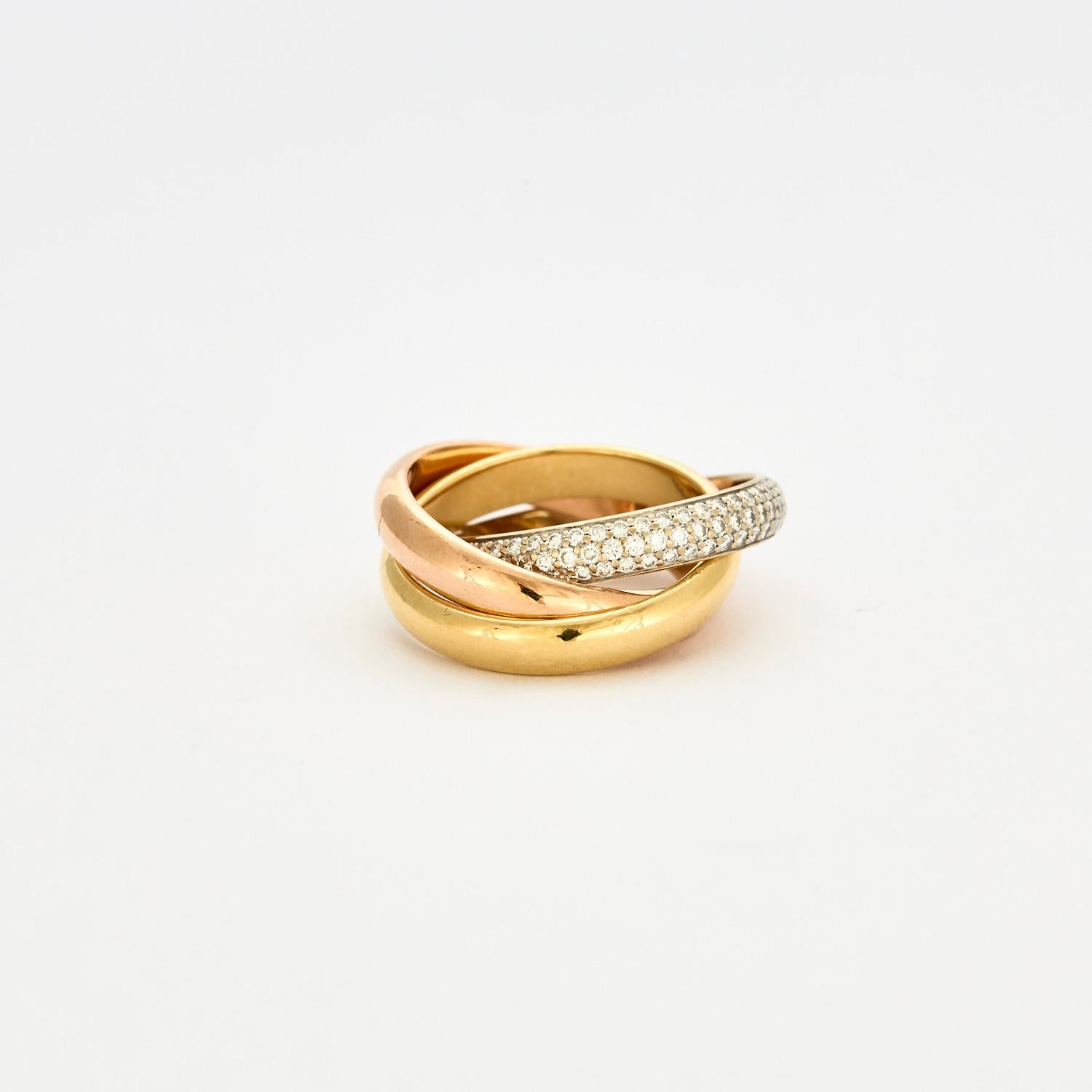 Brilliant Cut CARTIER - Trinity ring with pavé diamonds For Sale