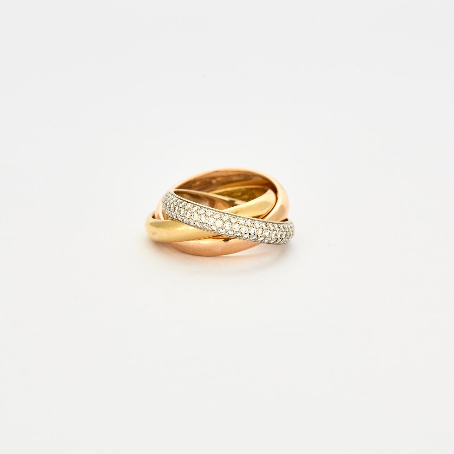 Women's CARTIER - Trinity ring with pavé diamonds For Sale