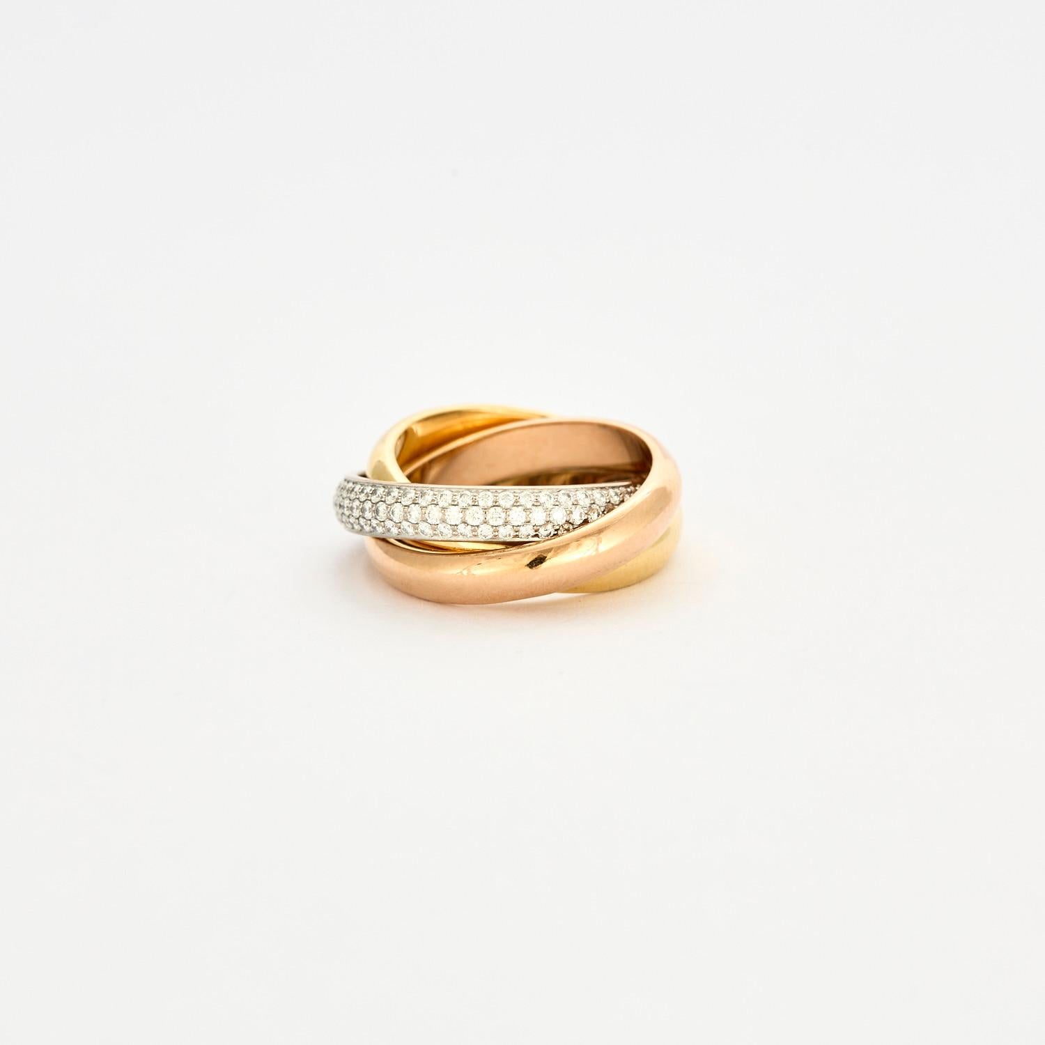 CARTIER - Trinity ring with pavé diamonds For Sale 1
