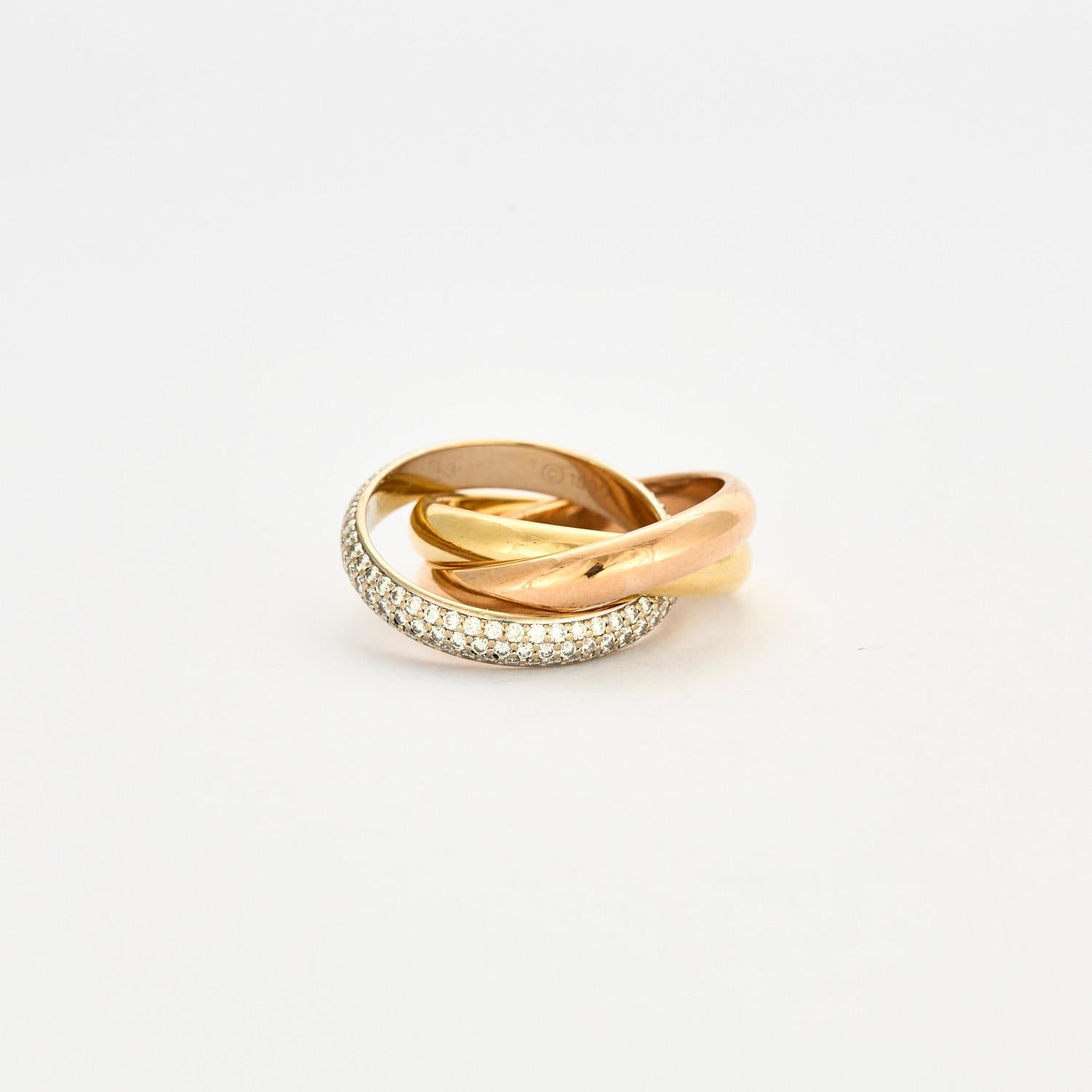 CARTIER - Trinity ring with pavé diamonds For Sale 1