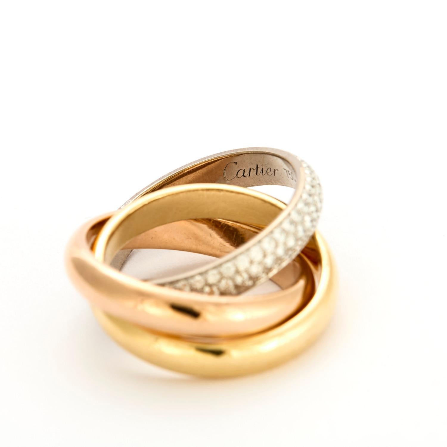 CARTIER - Trinity ring with pavé diamonds For Sale 3