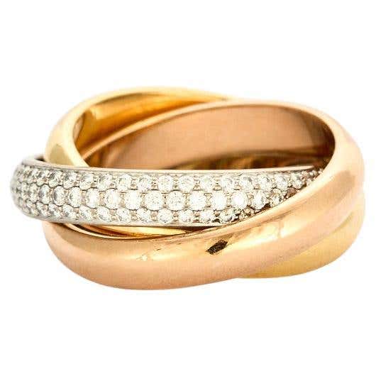 CARTIER - Trinity ring with pavé diamonds For Sale at 1stDibs