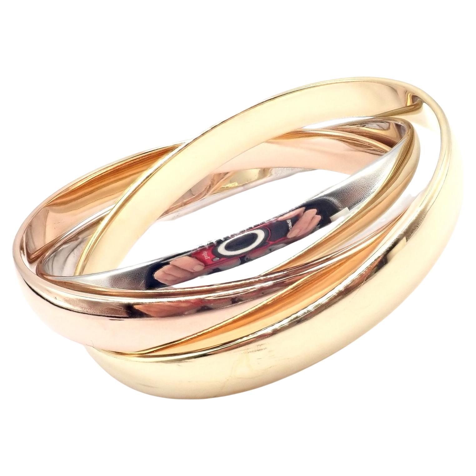 Cartier Trinity Rolling Large Model Tricolor Gold Medium Size Bangle Bracelet For Sale