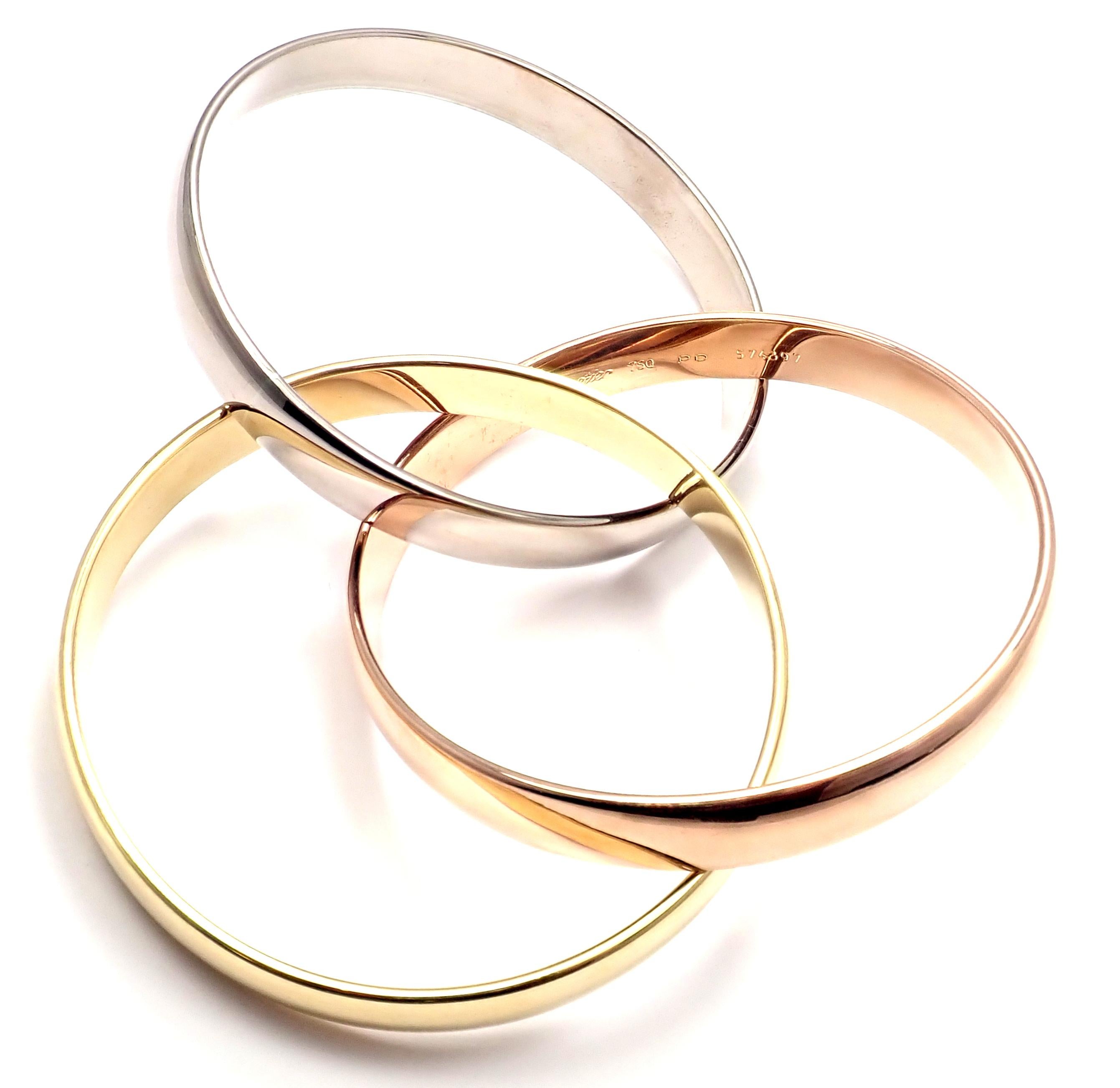 Cartier Trinity Rolling Large Model Tricolor Gold Small Size Bangle Bracelet In Excellent Condition In Southampton, PA