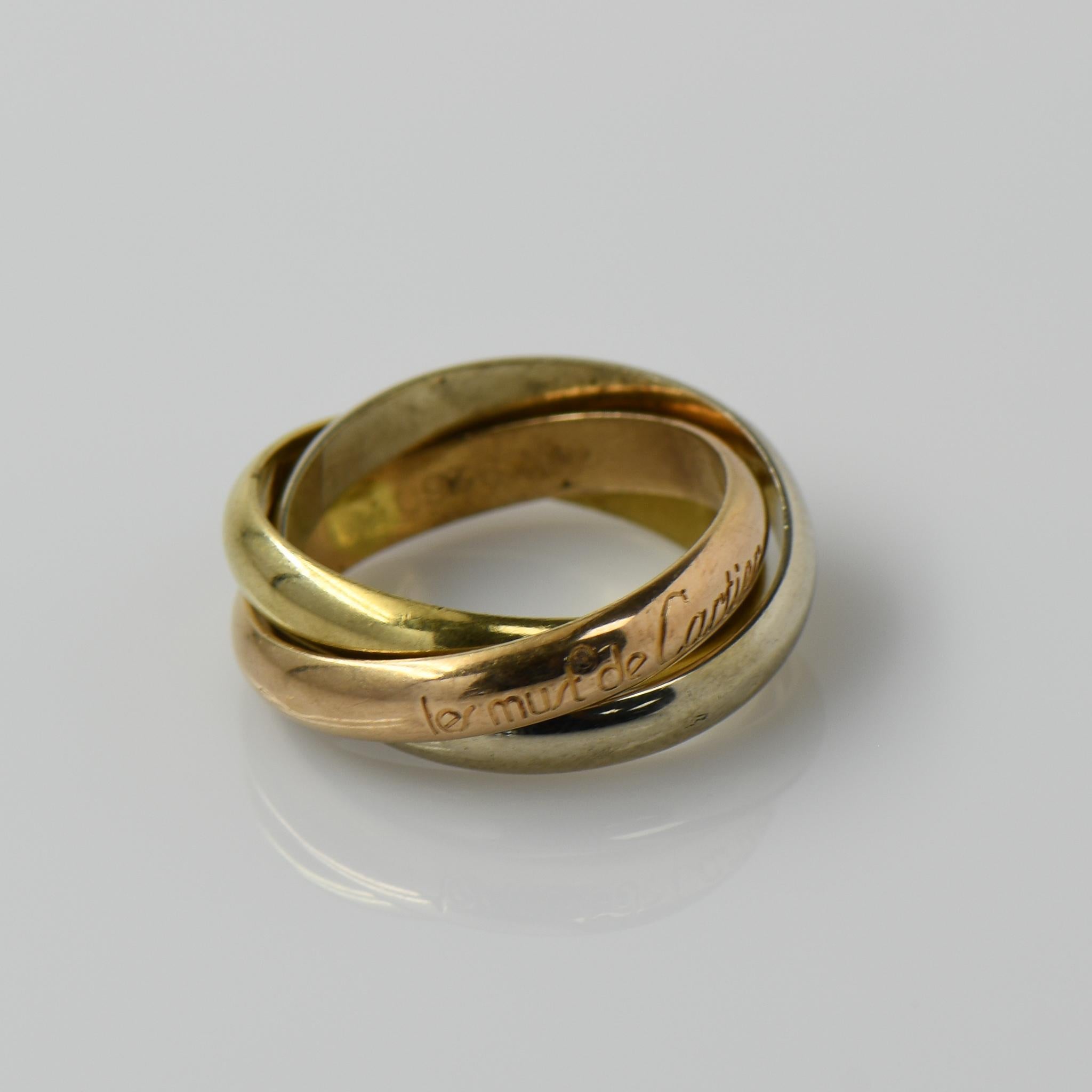 Women's Cartier Trinity Rolling Ring 18K White Yellow Rose Gold Must de Cartier