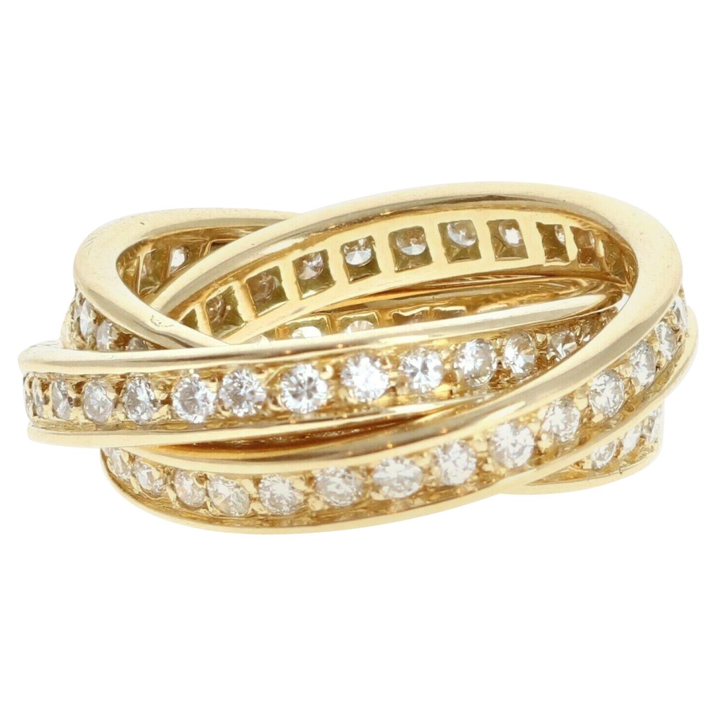 Cartier Trinity Rolling Ring 18k Yellow Gold & Diamond 9.7g For Sale