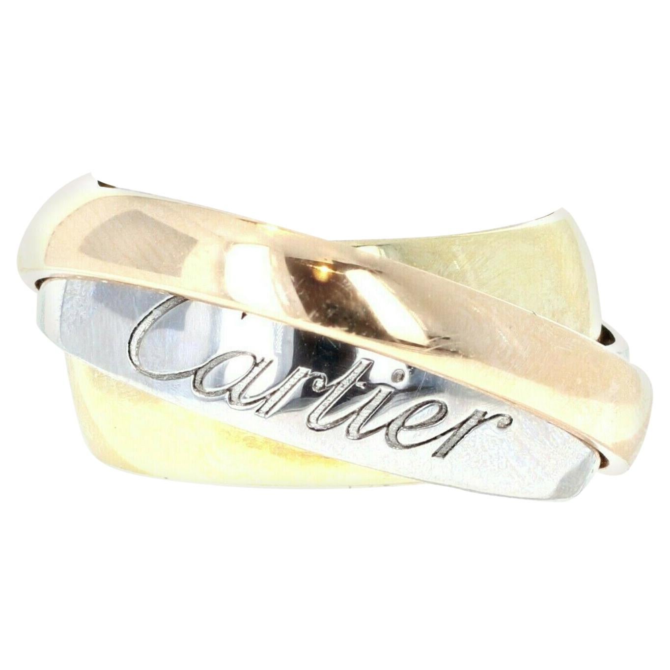 Cartier Trinity Rolling Ring 18k Yellow Rose & White Gold 15.7g For Sale