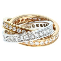 Cartier Trinity Rolling Ring 18k Gelb Rose & Weißgold Diamant Papiere