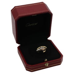 Cartier Trinity Rolling Tri-Color 18 Karat Gold Band Ring Small Box & Papers