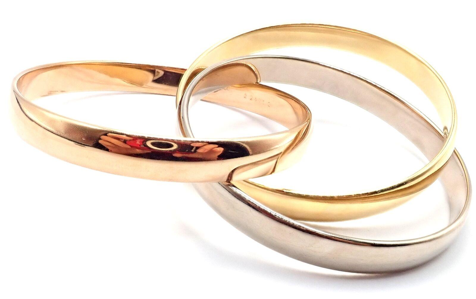 Cartier Trinity Bracelet jonc grand modèle en or tricolore 101,5 grammes Unisexe en vente