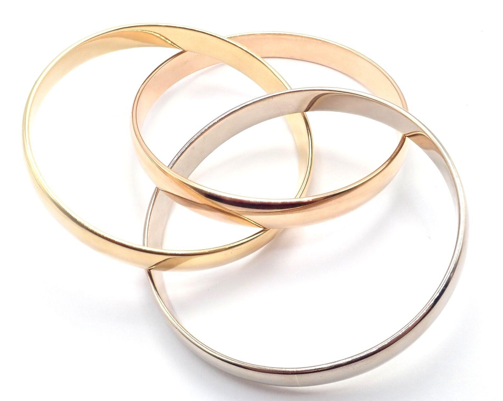 Cartier Trinity Bracelet jonc grand modèle en or tricolore 101,5 grammes en vente 3