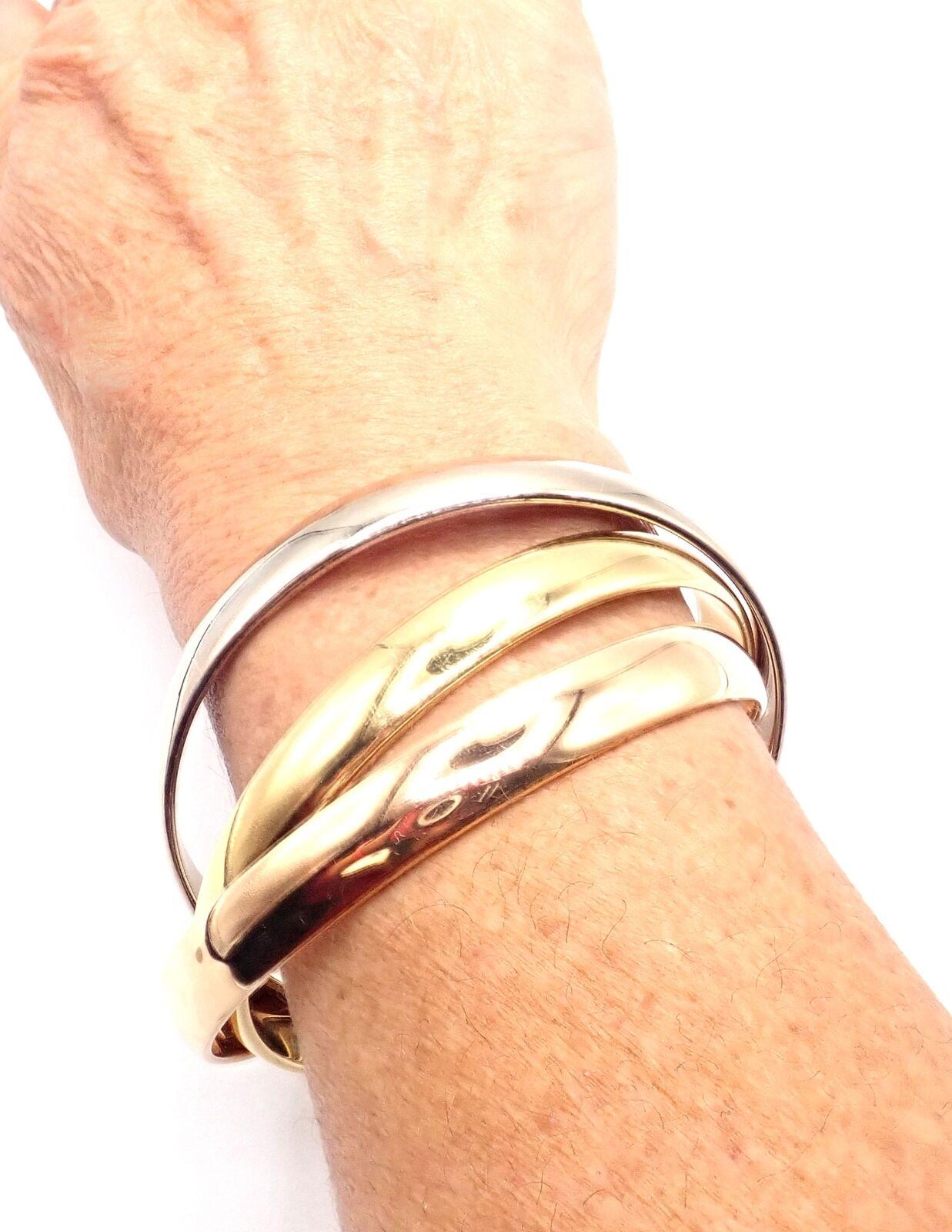 Cartier Trinity Bracelet jonc grand modèle en or tricolore 101,5 grammes en vente 4