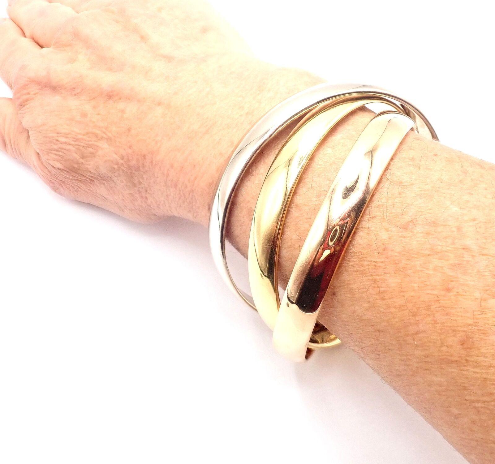 Cartier Trinity Bracelet jonc grand modèle en or tricolore 101,5 grammes en vente 5