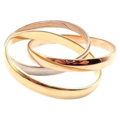 Vintage Cartier Trinity Rolling Tricolor Gold Large Model Bangle Bracelet 101.5 Grams