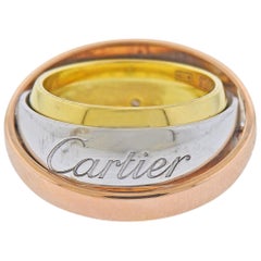Cartier Trinity Rose White Yellow Gold Rolling Band Ring Pendant