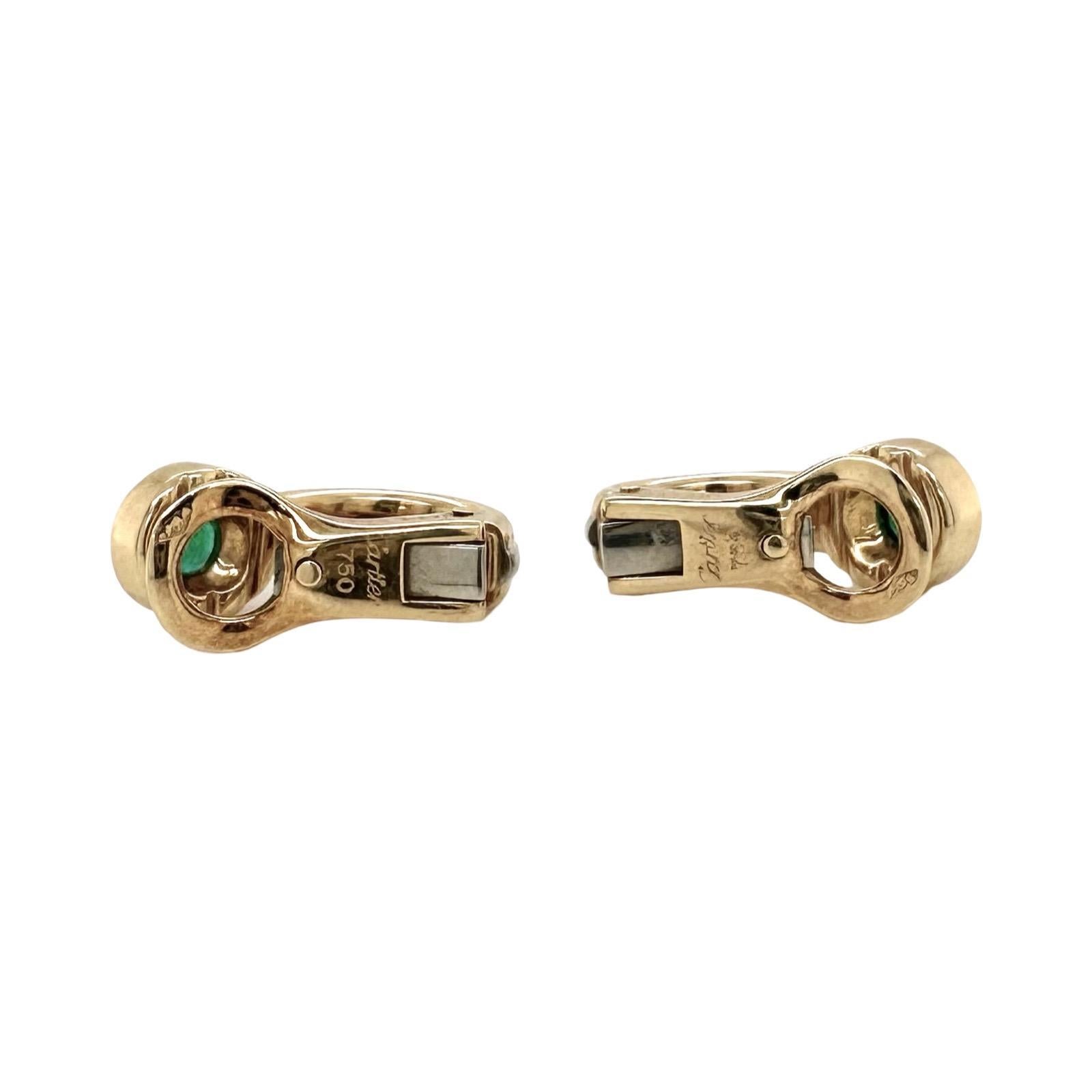 Brand: Cartier
Collection: Trinity de Cartier
Circa: 1995
Metal: Rose, Yellow, and White Gold
Metal Purity: 18k
Stones: 2 Round Emerald
Dimensions: approx. 15 mm x 6 mm
Box & Paper: Earrings only