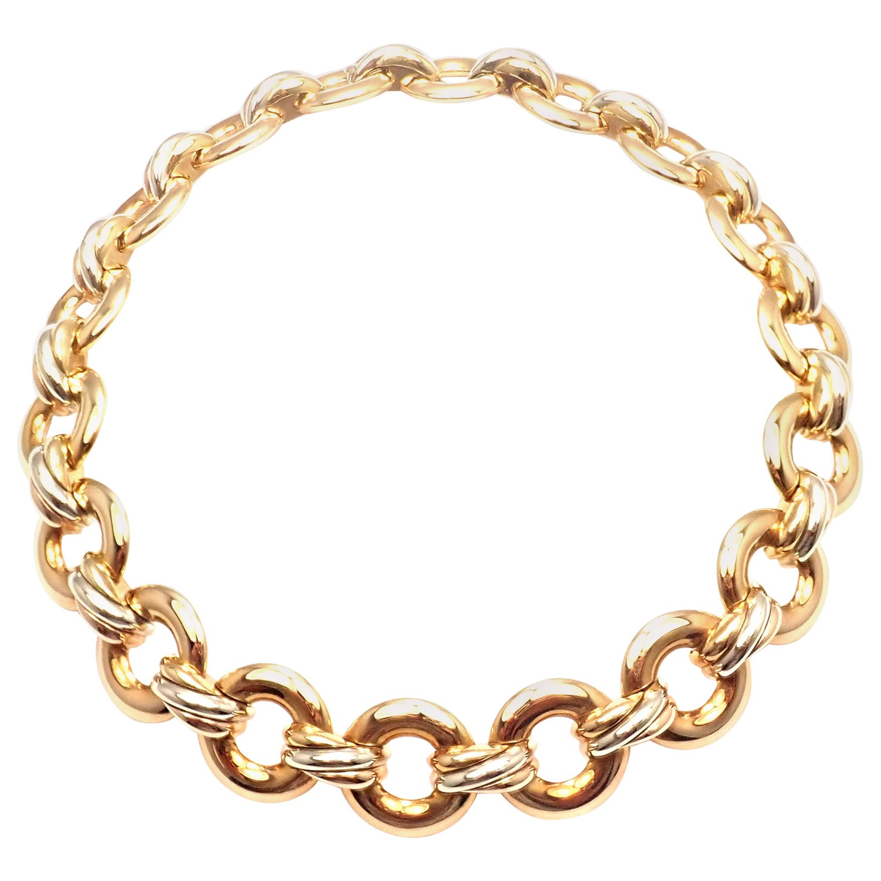 Cartier Trinity Round Link Multi-Color Gold Choker Necklace