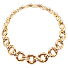 Retro Cartier Trinity Round Link Multi-Color Gold Choker Necklace