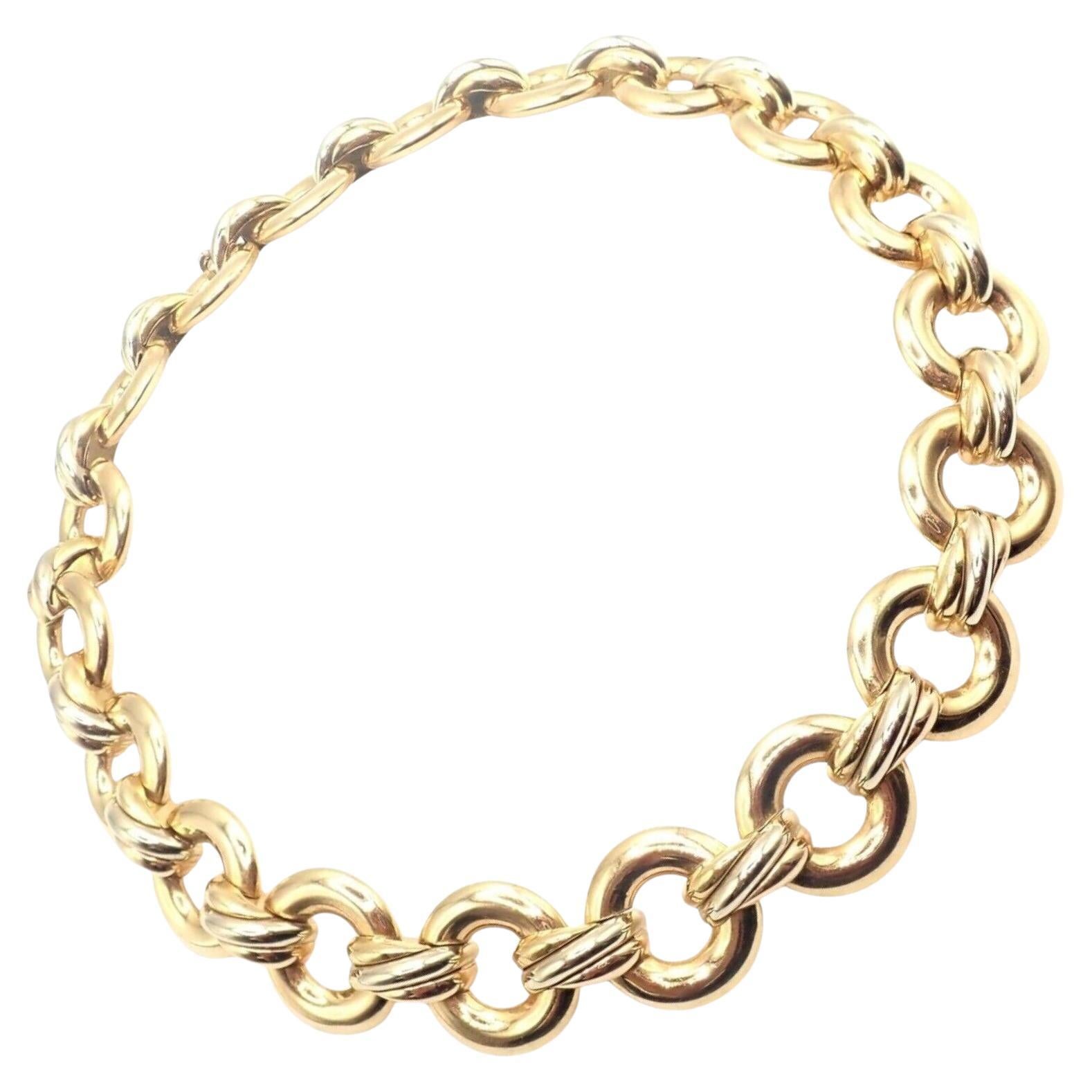Cartier Trinity Round Link Multi-Color Gold Choker Necklace