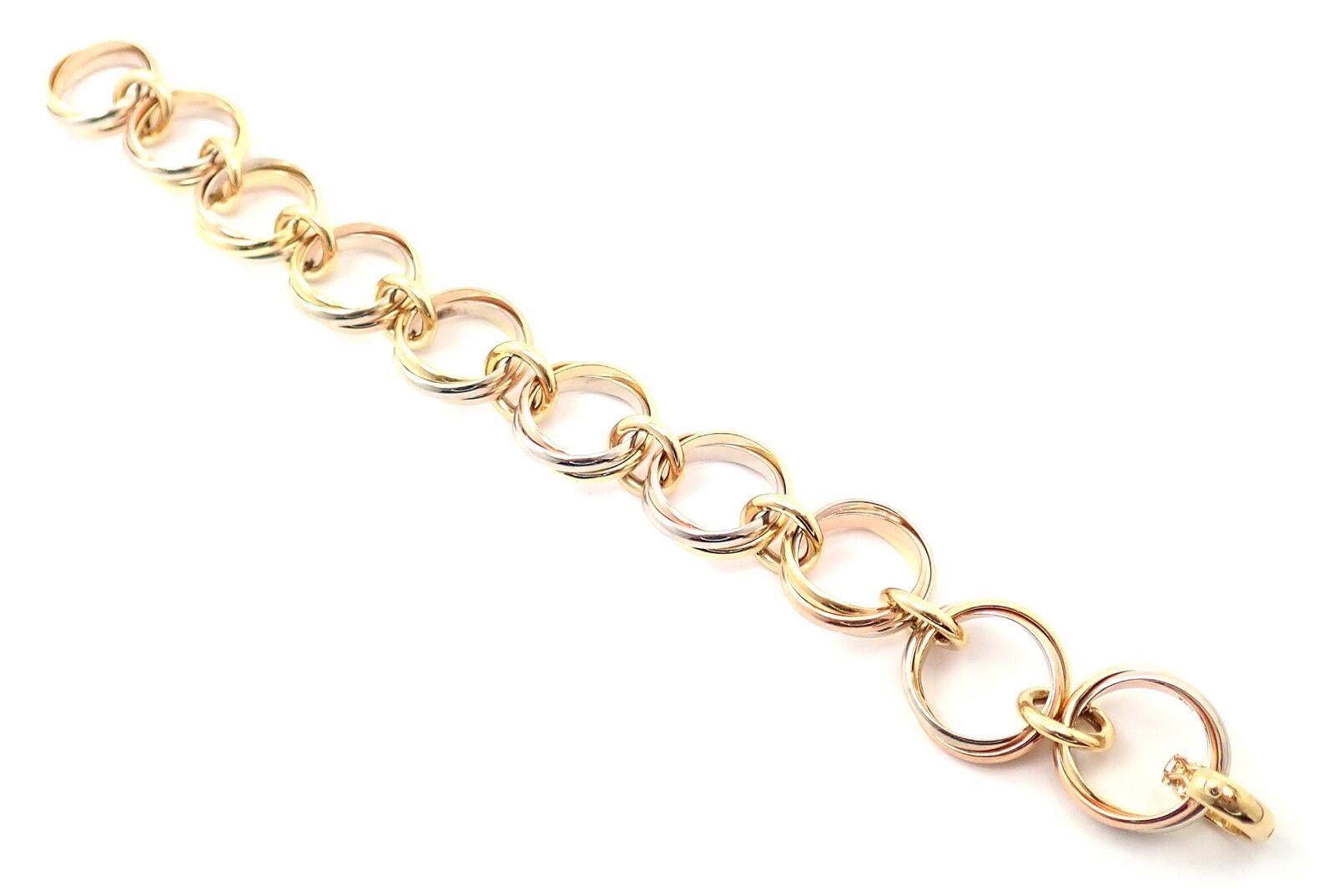 Cartier Trinity Round Wide Link Multi Color Gold Bracelet For Sale 4