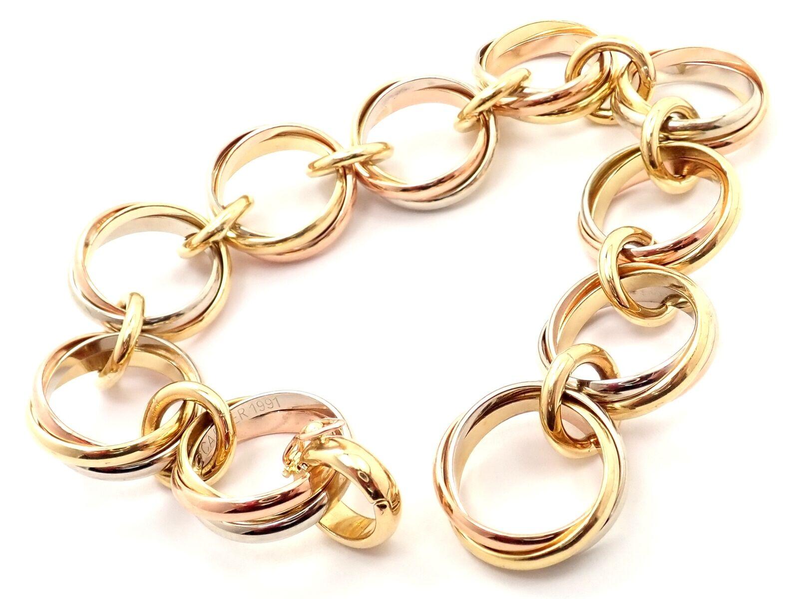 Cartier Bracelet Trinity à larges maillons ronds en or multicolore Excellent état - En vente à Holland, PA