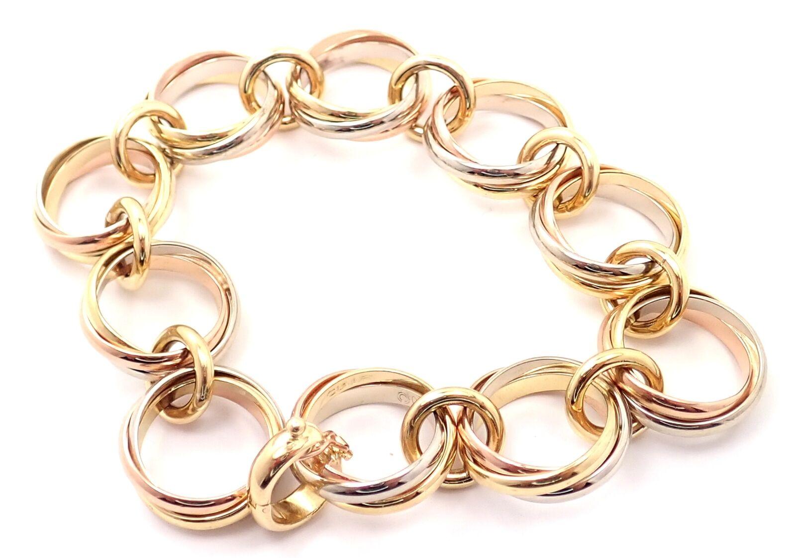 Cartier Bracelet Trinity à larges maillons ronds en or multicolore Unisexe en vente