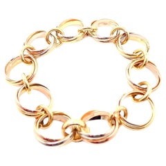 Retro Cartier Trinity Round Wide Link Multi Color Gold Bracelet