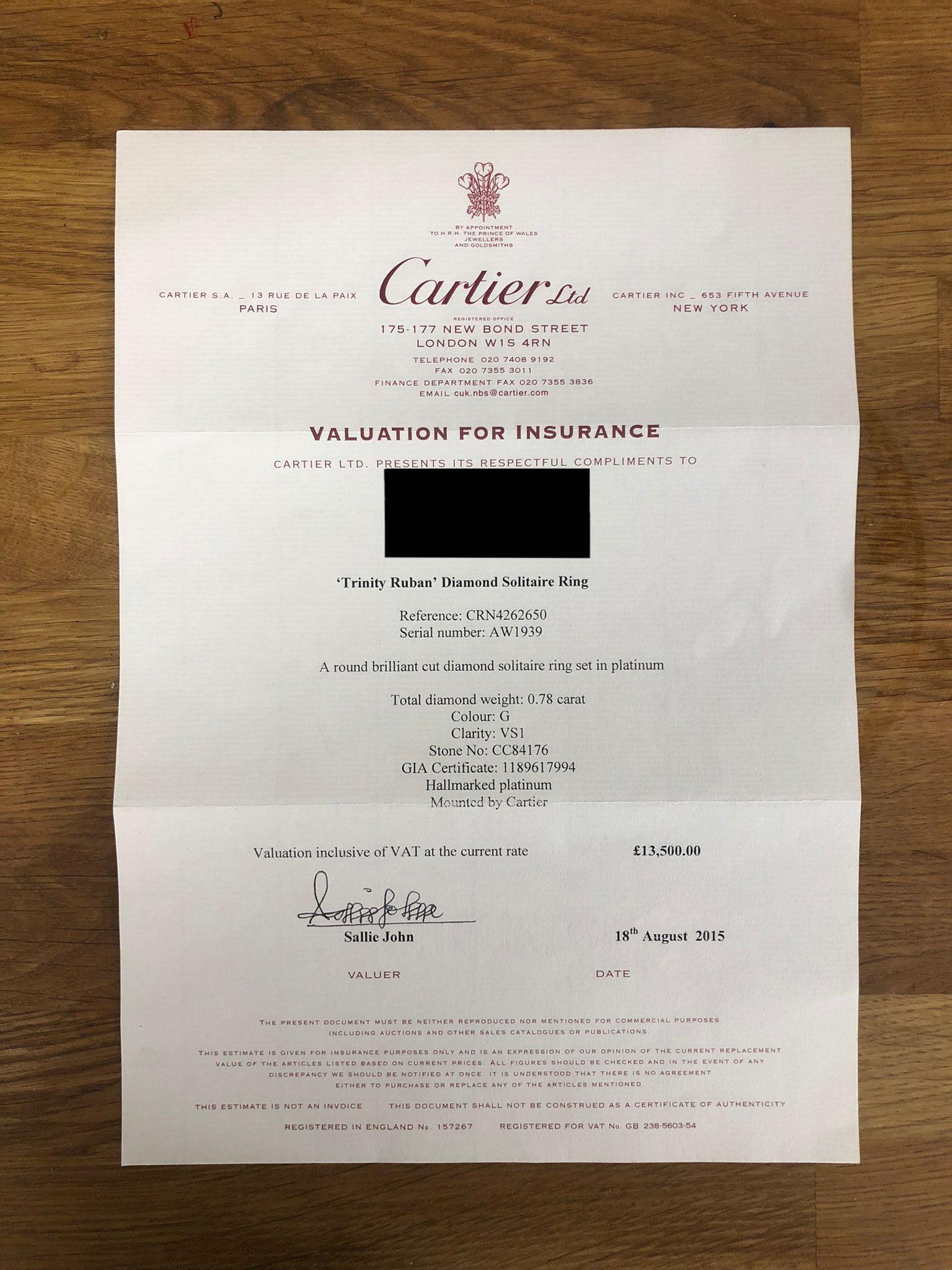 Cartier Trinity Ruban Diamond solitaire 1