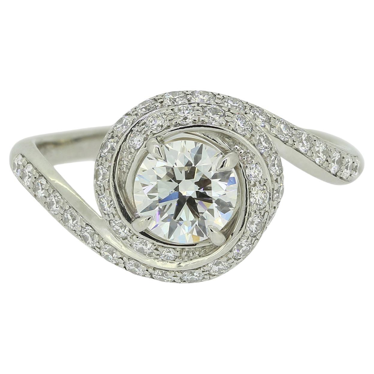 Cartier Trinity Ruban Diamond Solitaire Ring For Sale