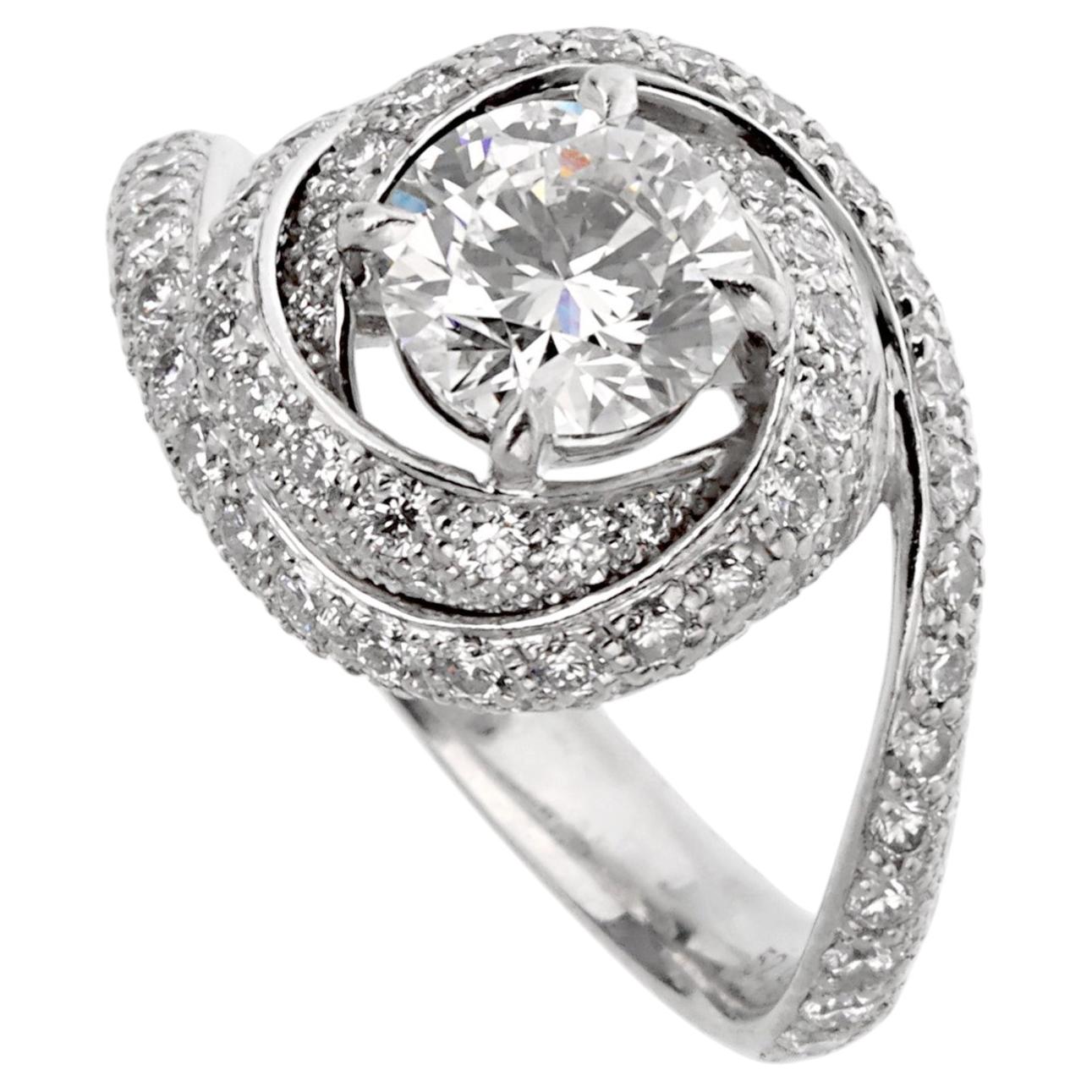 Cartier Trinity Ruban Platin Diamant Verlobungsring Sz 5 1/4