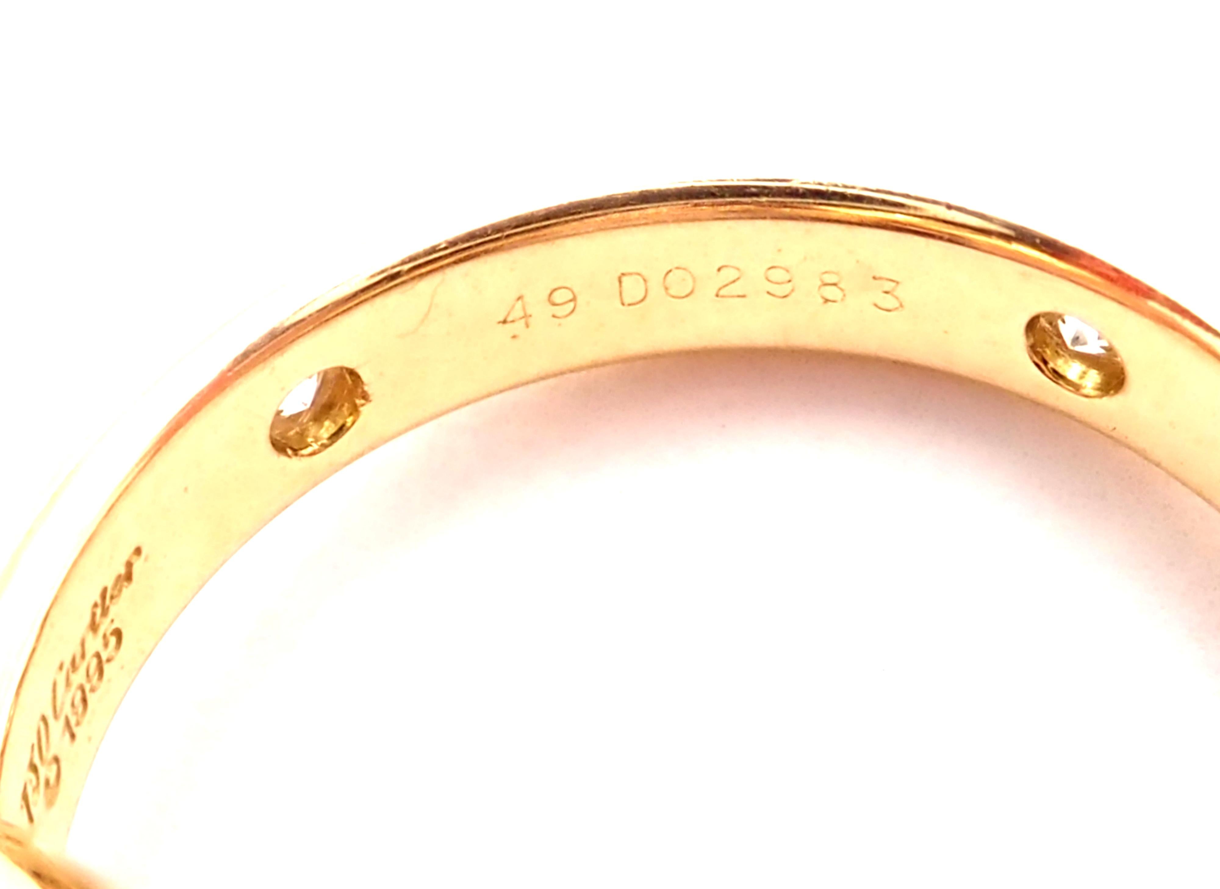 Women's or Men's Cartier Trinity Ruby Sapphire Diamond Yellow Gold Band Ring