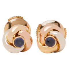 Cartier Trinity Sapphire Cabochon Knot Stud 18 Carat Gold Earrings