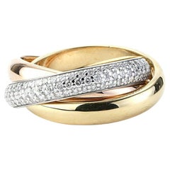 Cartier Trinity Semi Pave Band in 18k Tri Color Gold