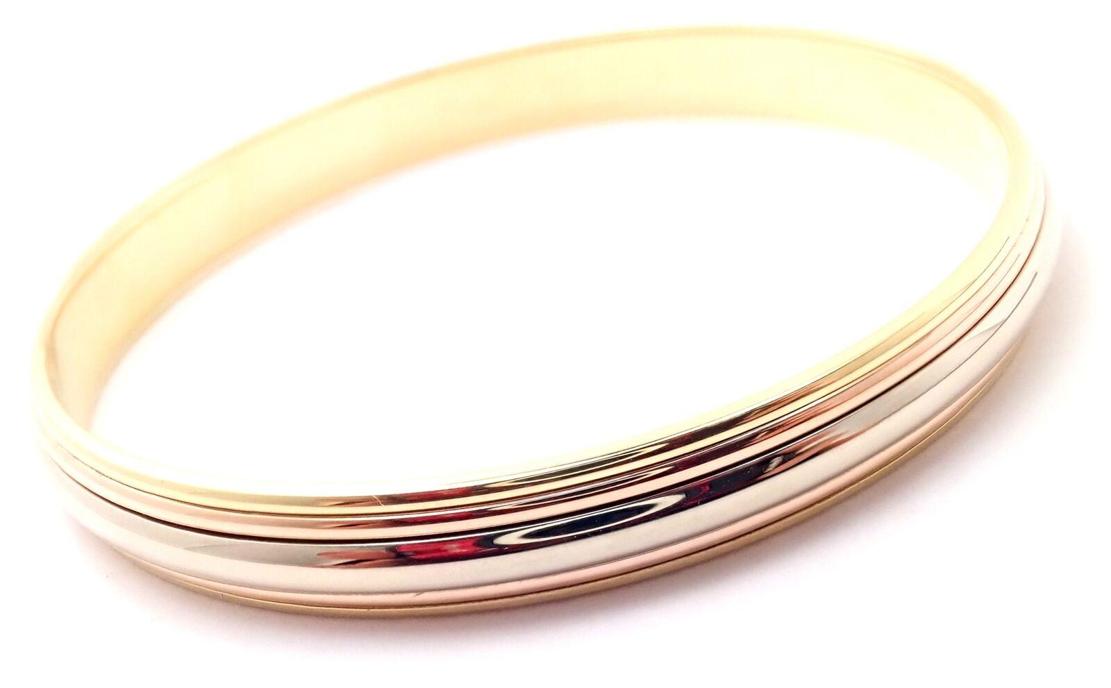 Cartier Trinity Slip-On Tricolor Gold Bangle Bracelet For Sale 2