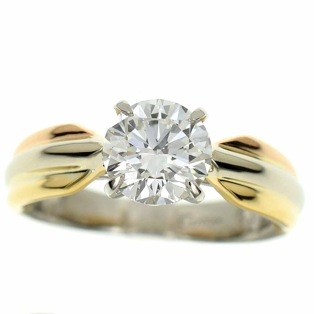 Marke:Cartier
Name:Trinity Solitaire Ring
MATERIAL:1P Diamant (1,02ct G-VVS2), 750 K18 YG WG PG Gelbgold Weißgold Roségold
Gewicht:5.2g（ungefähr)
Ringgröße:Britisch & Australisch:I 1/2  /   US & Kanada:4 1/2 /  Französisch & Russisch:48 / 