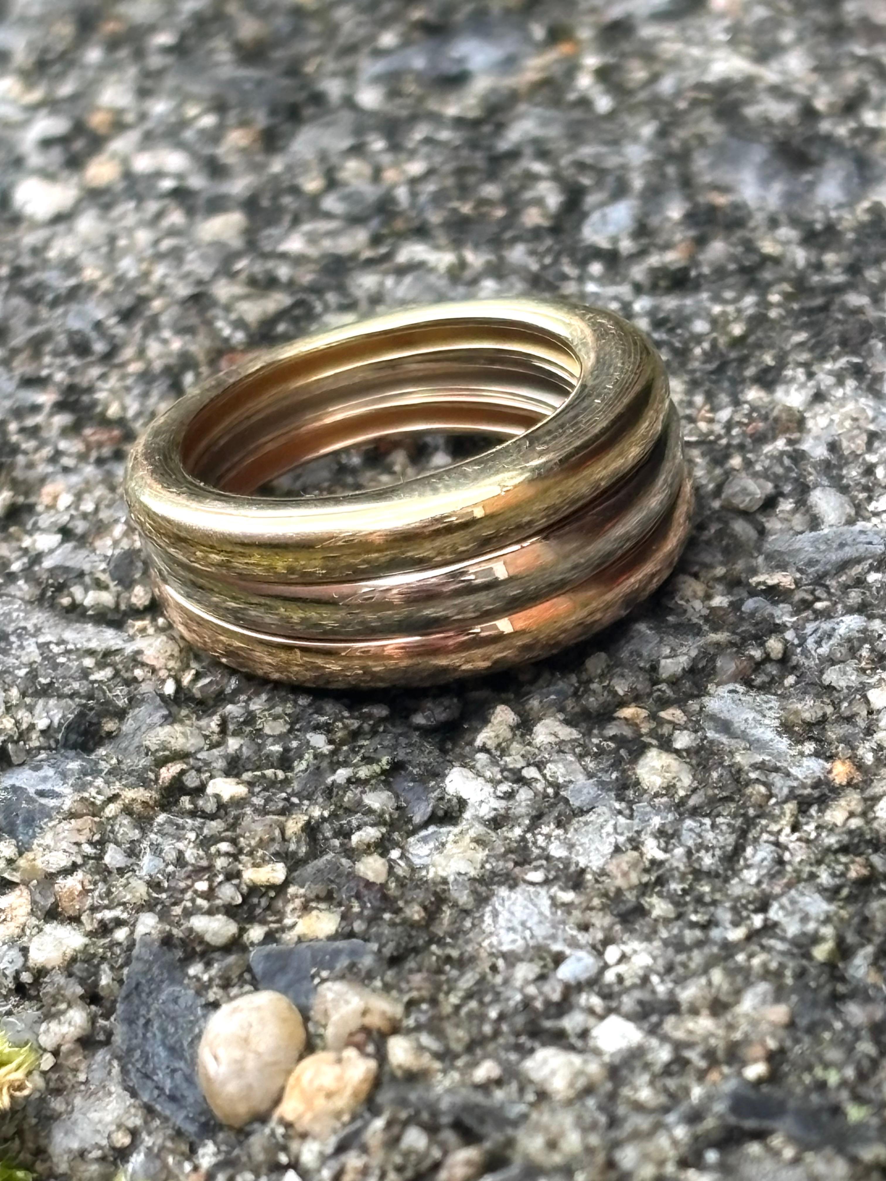 Cartier Trinity Stacking 18K Tri-Tone Gold Ring Größe 6,00 (Retro) im Angebot