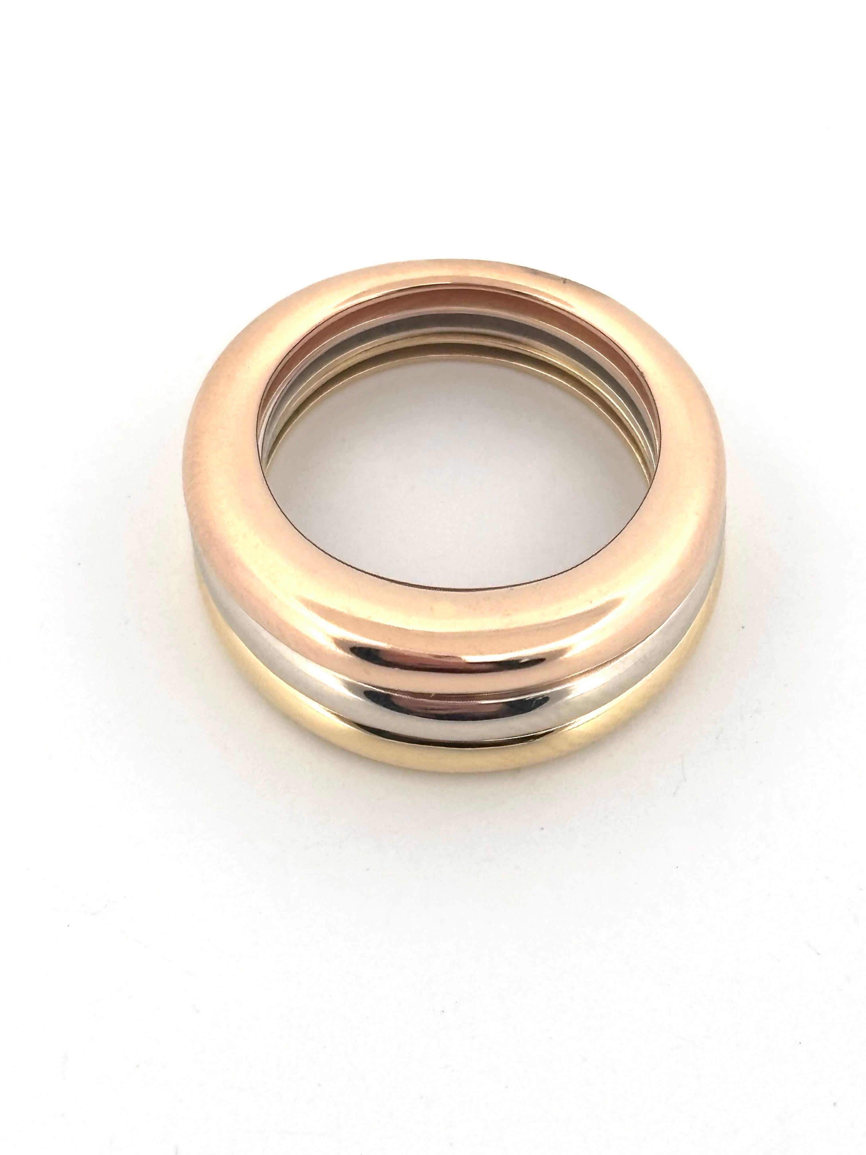 Cartier Trinity Stacking 18K Tri-Tone Gold Ring Größe 6,00 im Zustand „Gut“ im Angebot in Sewickley, PA