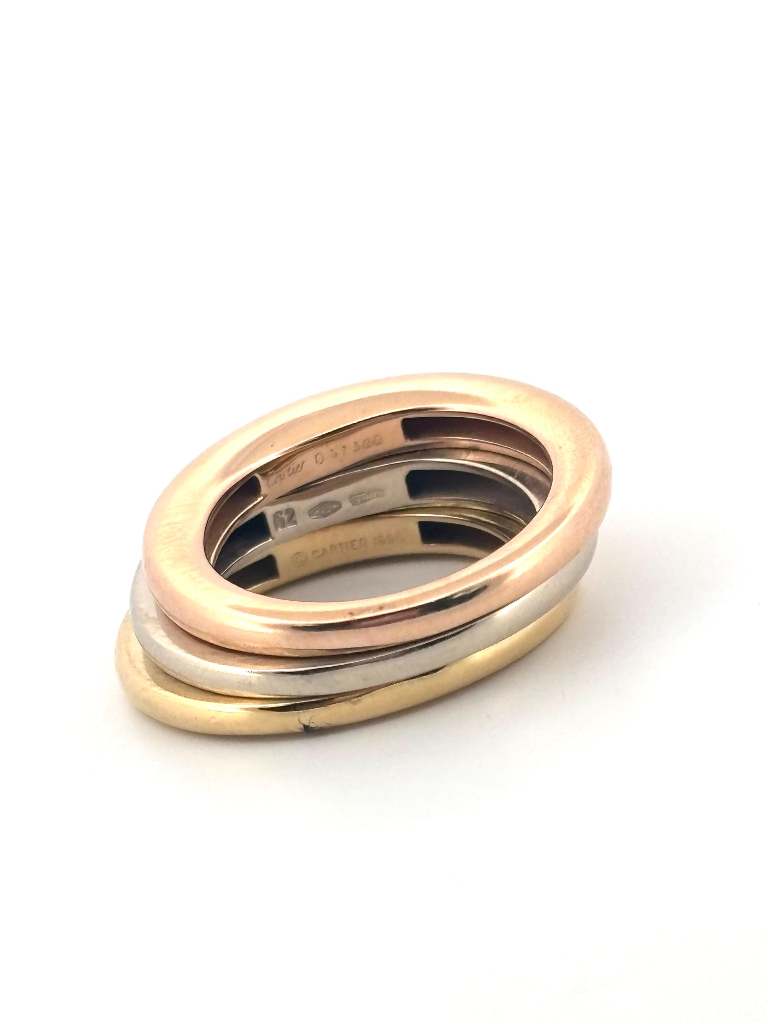 Cartier Trinity Stacking 18K Tri-Tone Gold Ring Größe 6,00 im Angebot 1