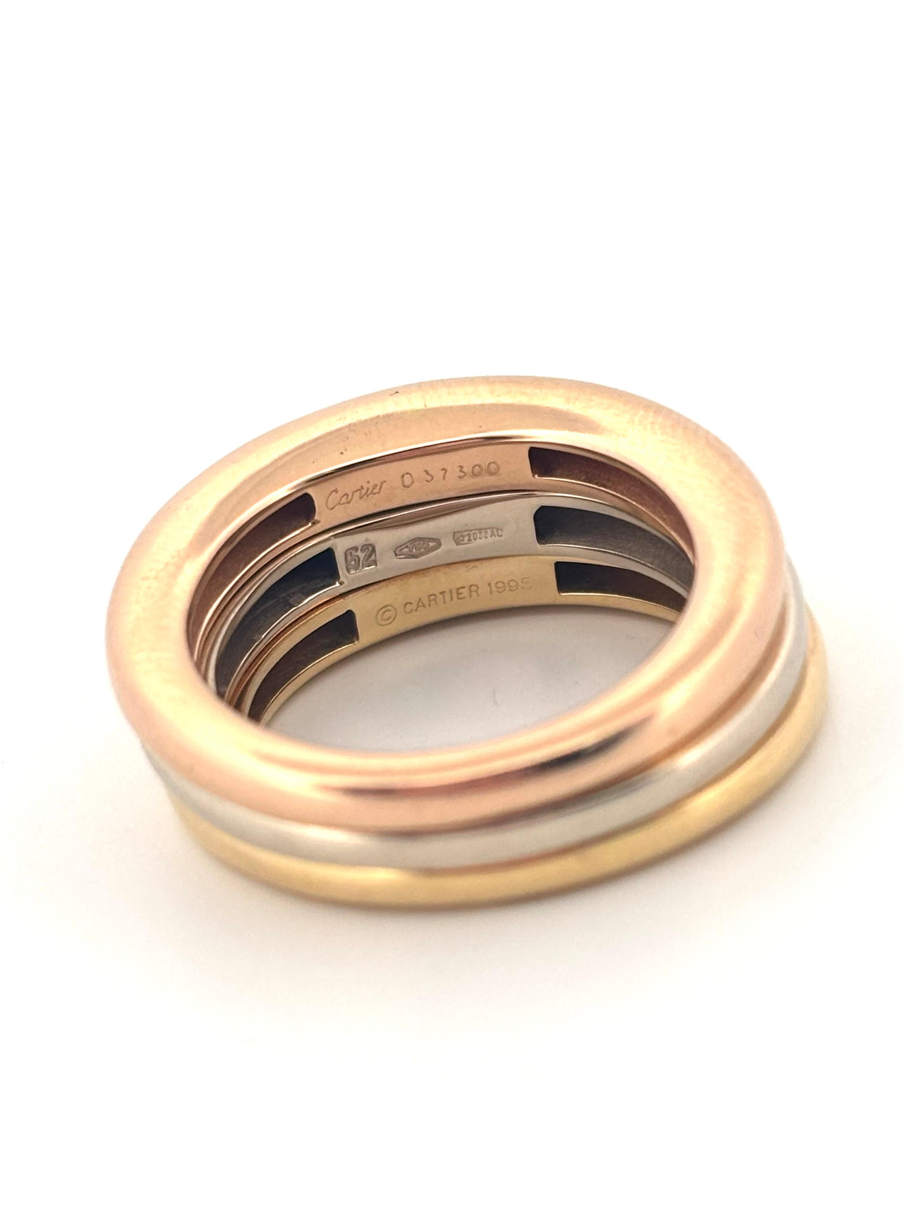 Cartier Trinity Stacking 18K Tri-Tone Gold Ring Größe 6,00 im Angebot 4
