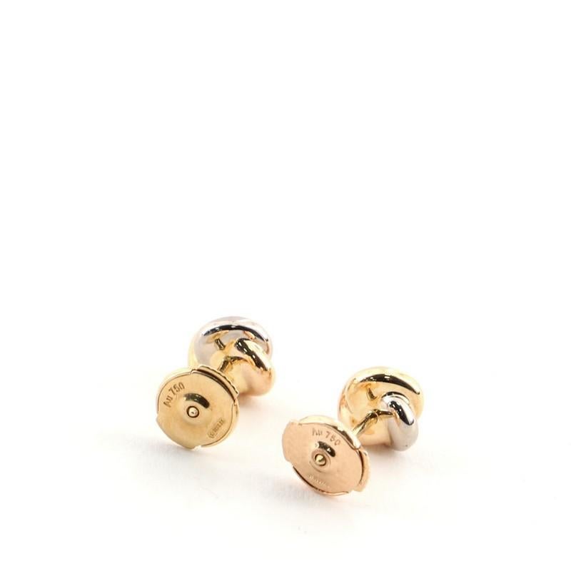 Cartier Trinity-Ohrstecker 18 Karat Tricolor Gold mit Diamant Mini im Zustand „Gut“ in New York, NY