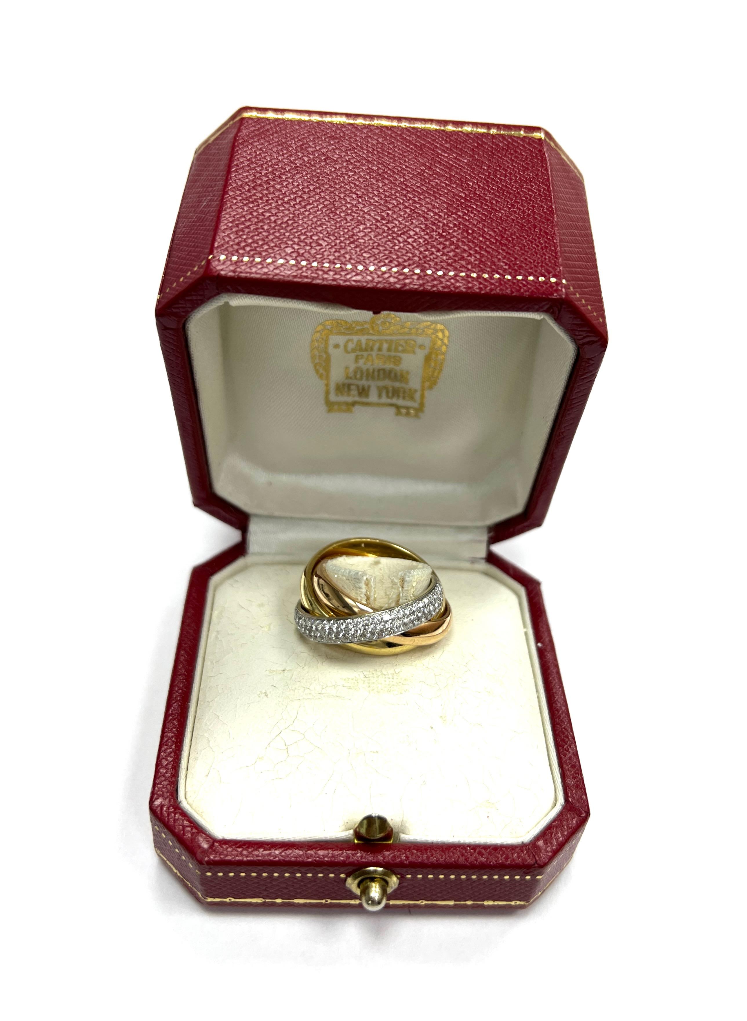 Cartier Trinity Three Bands Diamond Ring For Sale 2