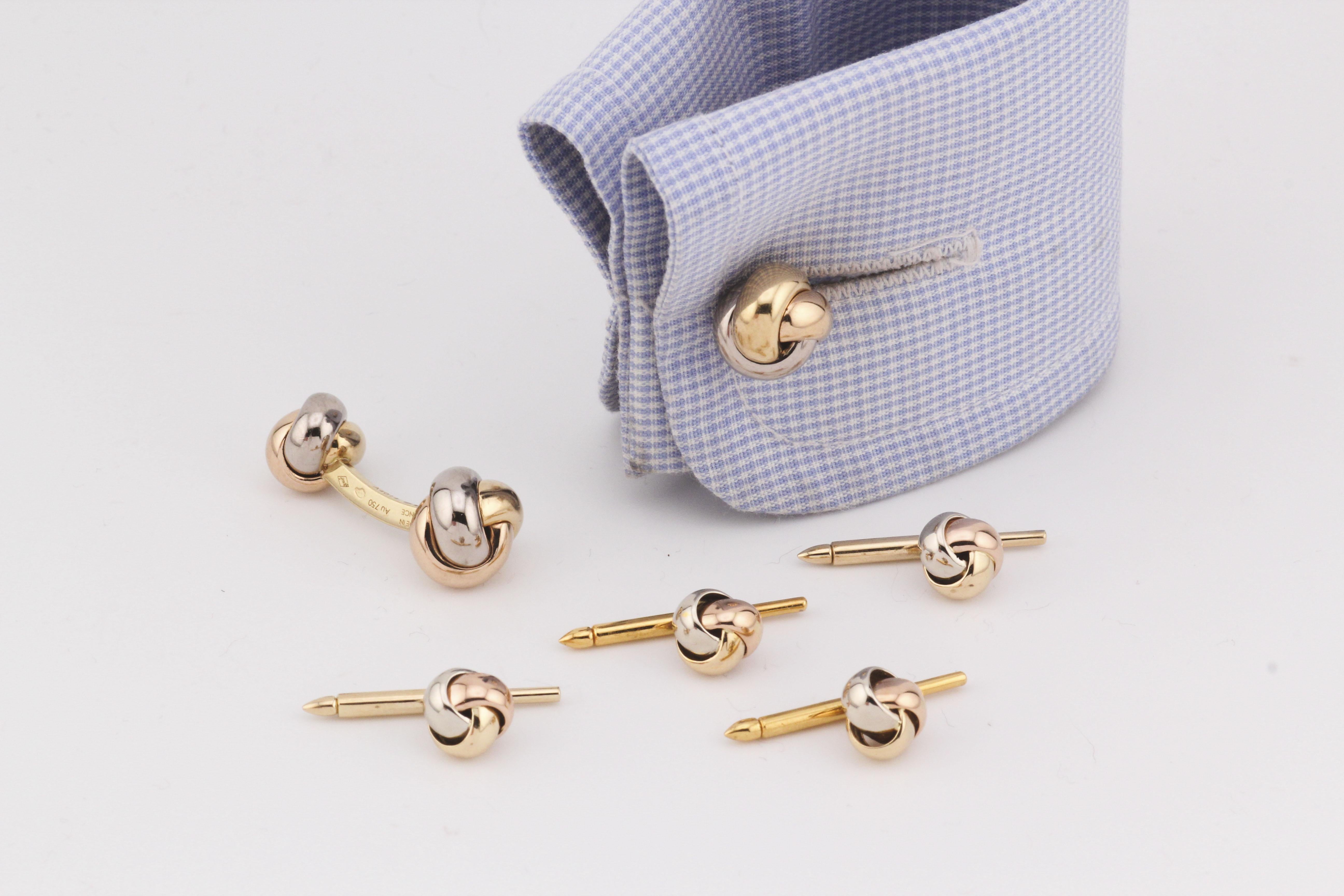 Cartier Trinity, clous de manchette nœuds tricolores en or 18 carats en vente 6