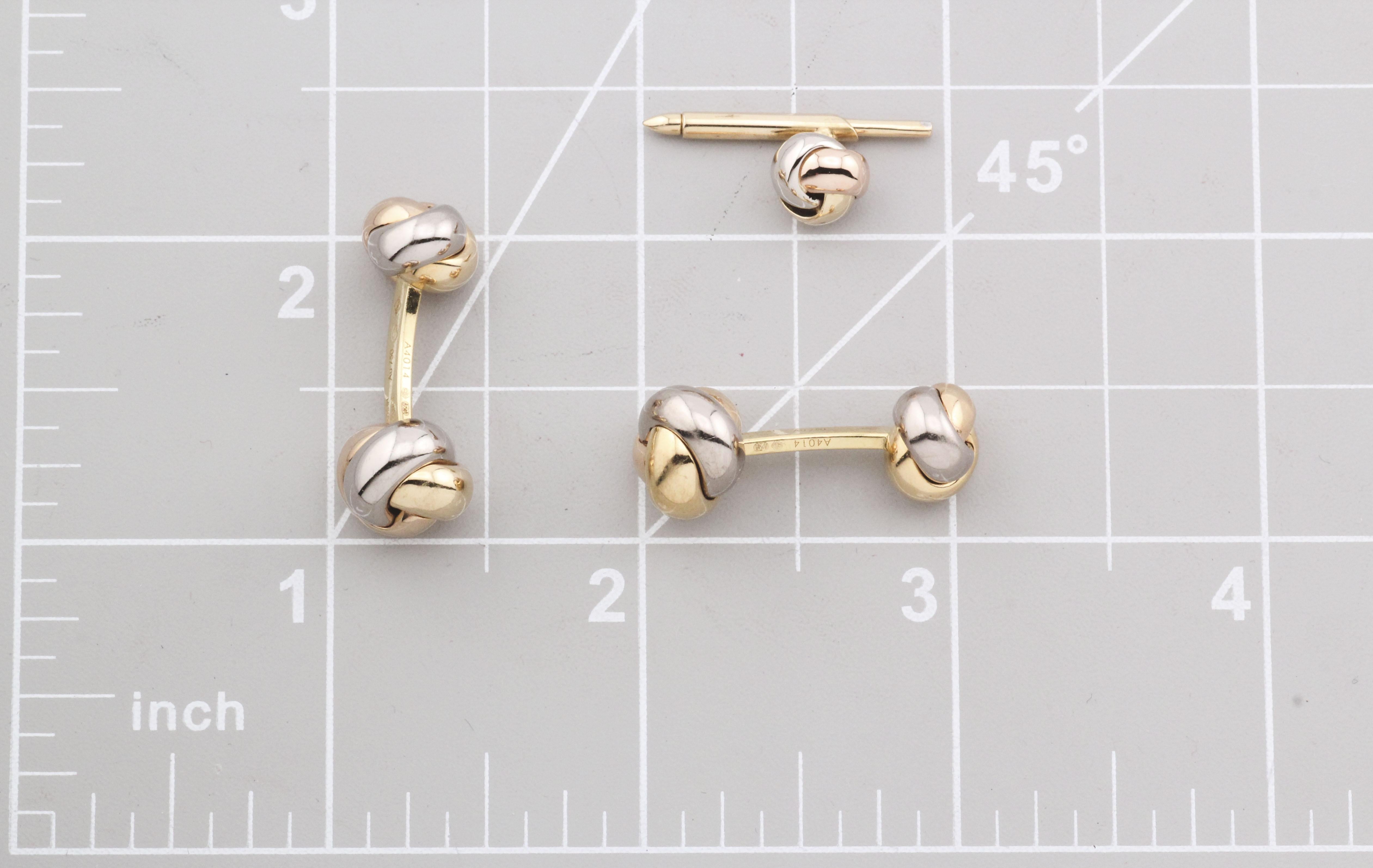 Cartier Trinity, clous de manchette nœuds tricolores en or 18 carats en vente 7