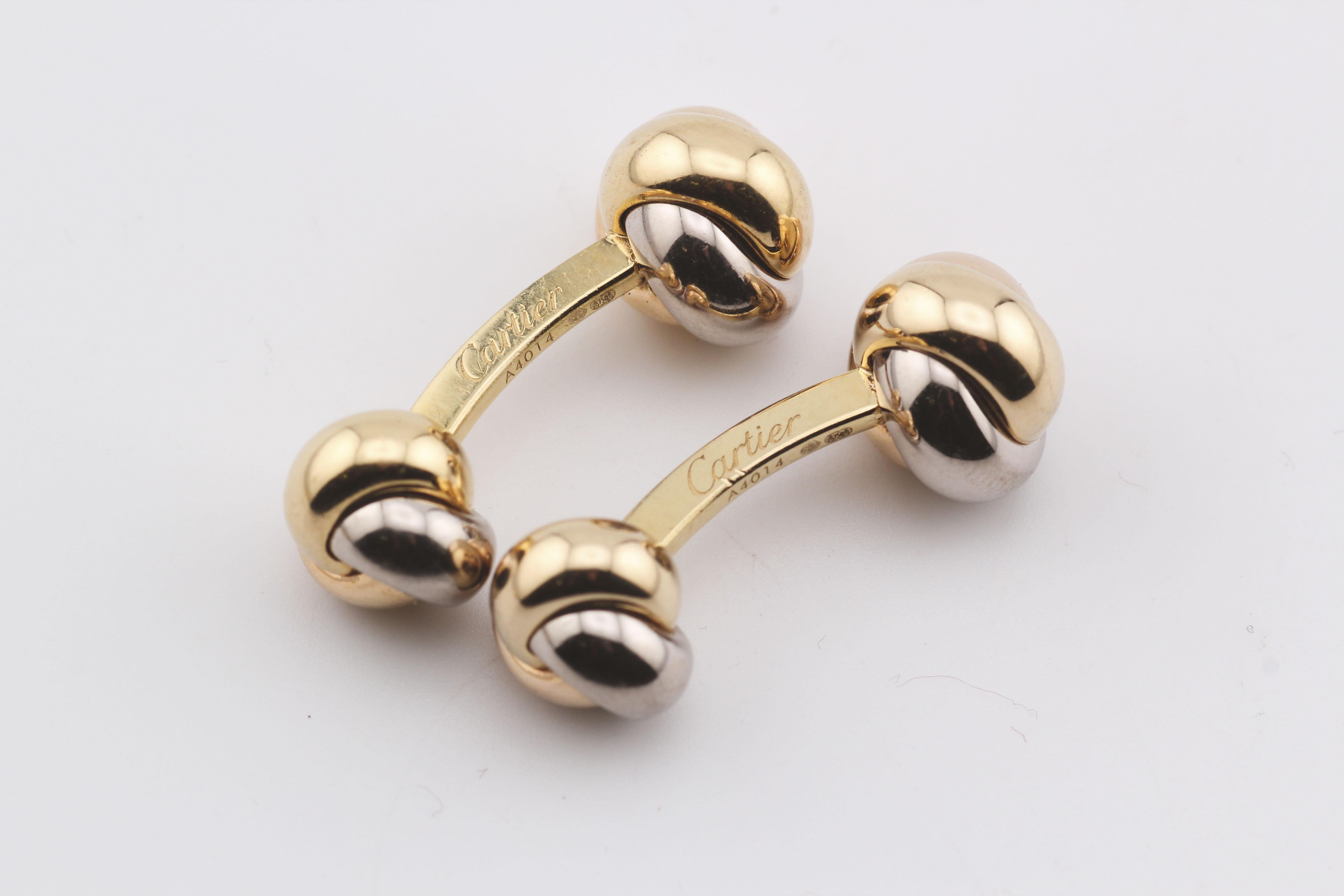 Cartier Trinity, clous de manchette nœuds tricolores en or 18 carats en vente 1