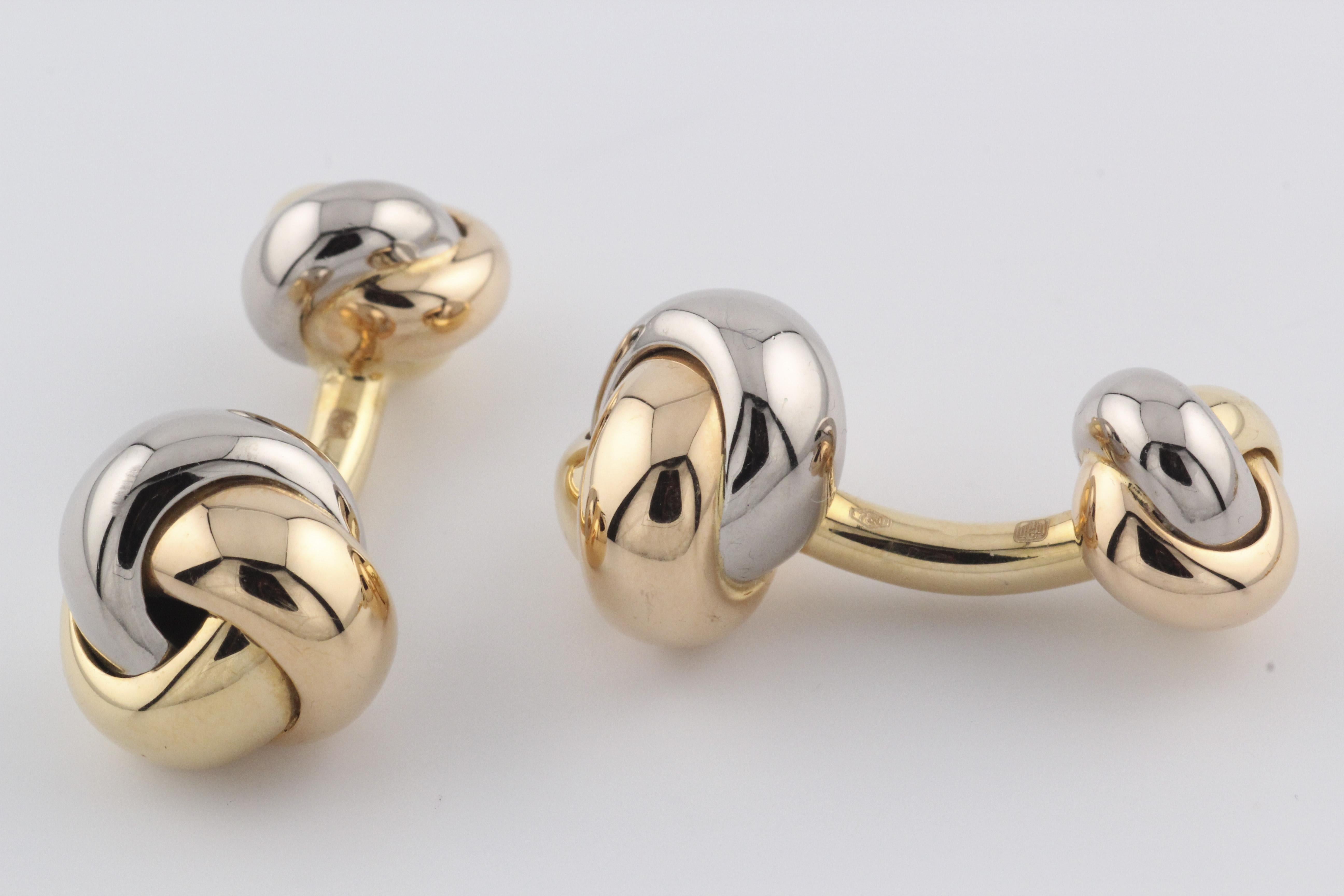 Men's Cartier Trinity Three-Color 18 Karat Gold Knot Cufflink Stud Set