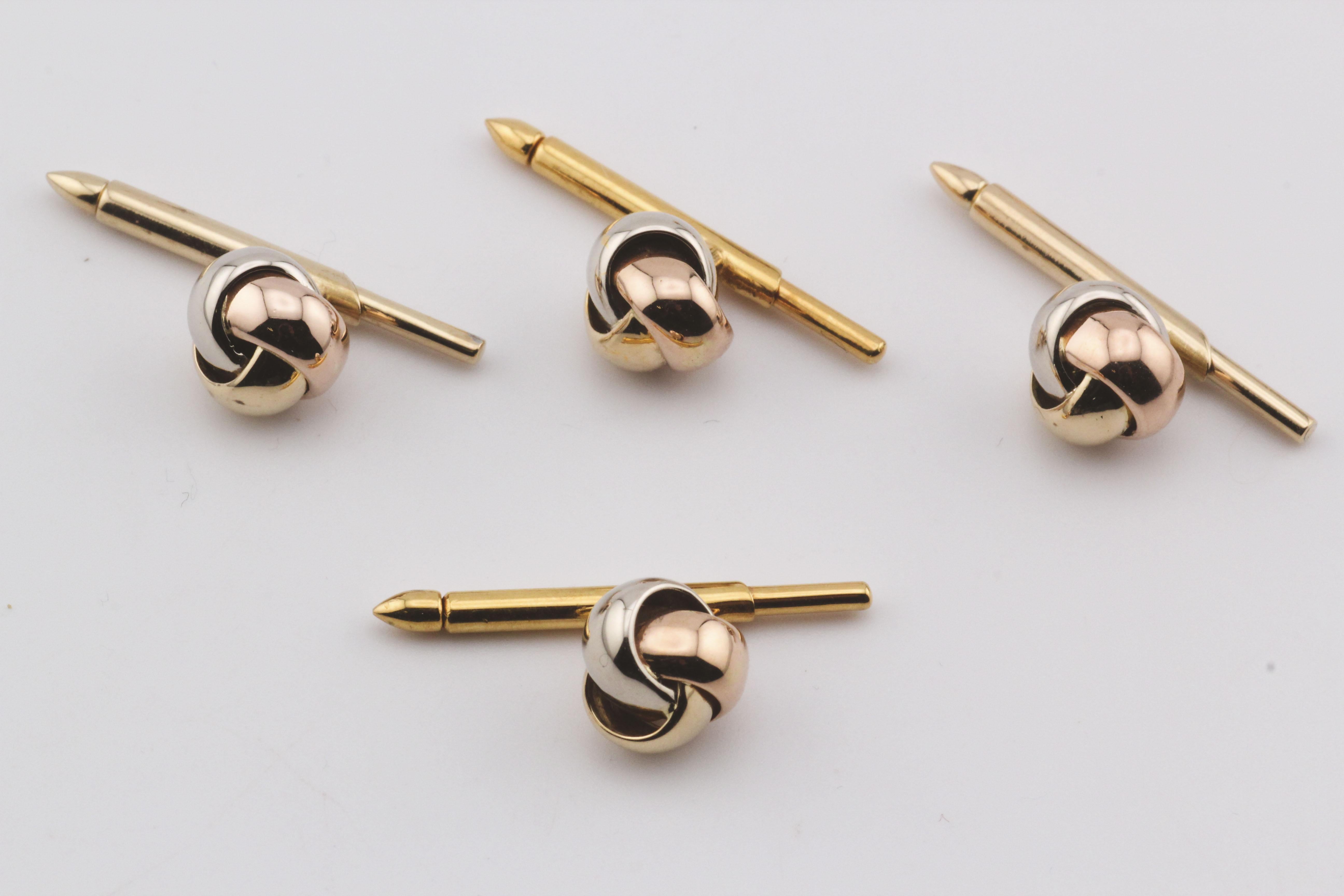 Cartier Trinity, clous de manchette nœuds tricolores en or 18 carats en vente 3