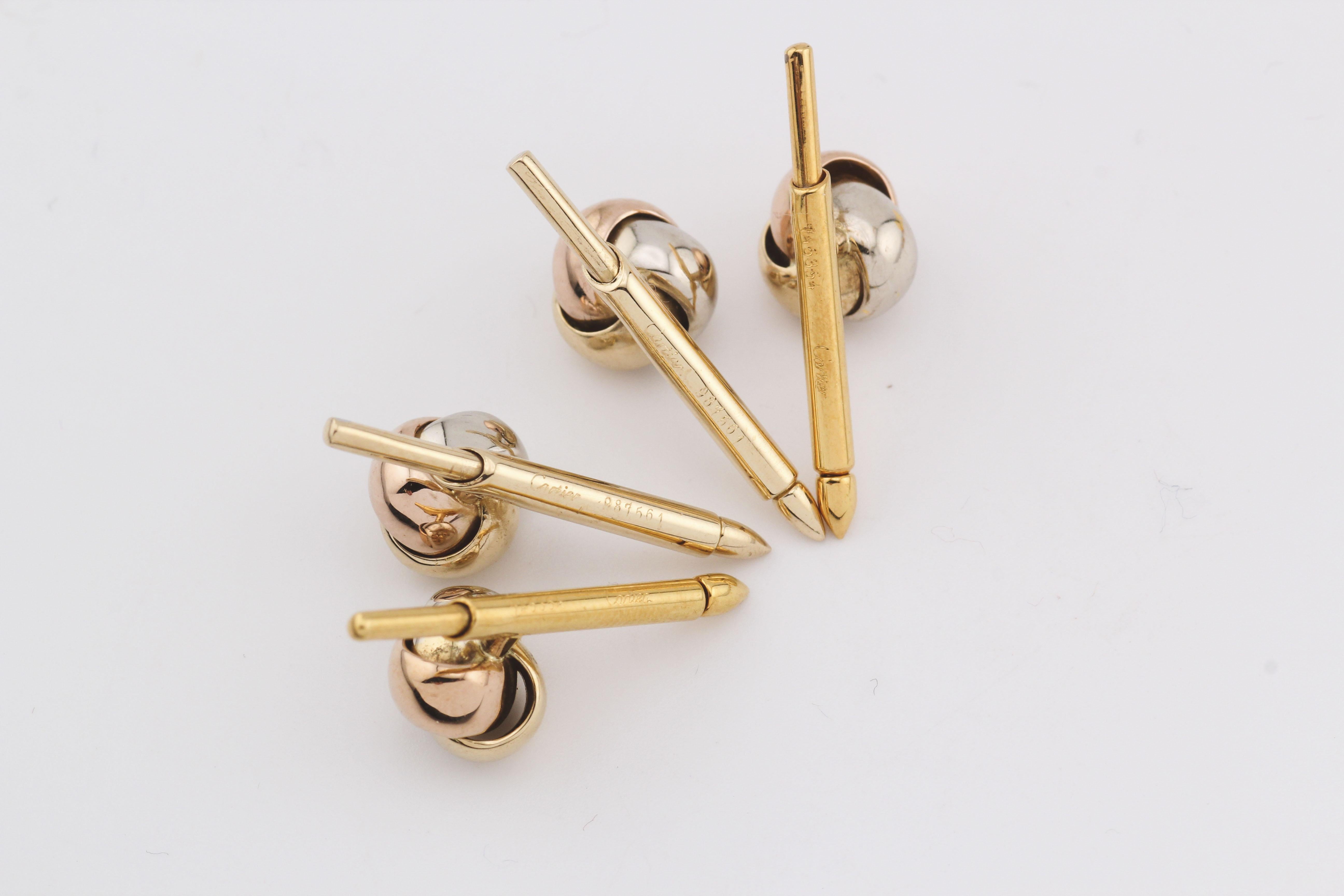 Cartier Trinity, clous de manchette nœuds tricolores en or 18 carats en vente 5