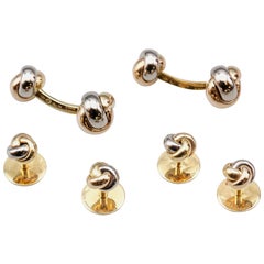 Cartier Trinity Three-Color 18 Karat Gold Knot Cufflink Stud Set